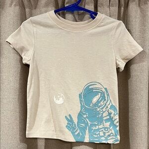 NWT Cat & Jack Kids Astronaut Graphic Tee - Cream and Blue